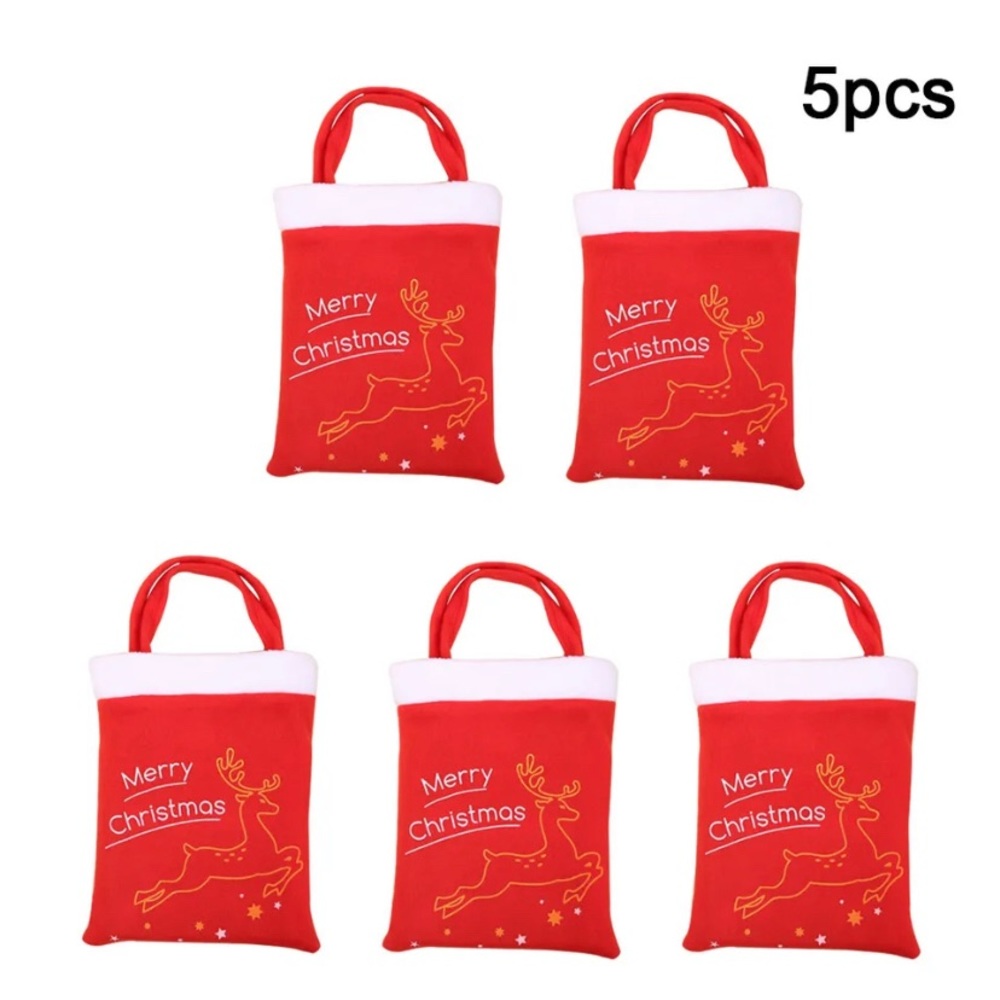 5Pcs Christmas Elk Candy Bag Gift Storage Bottle Bag Kit